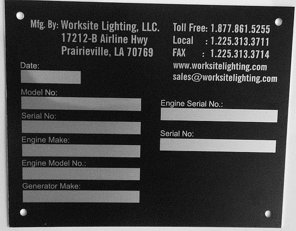 Anodized serial black Aluminum nameplate brassname