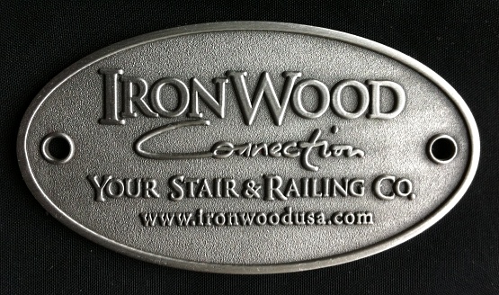 Ironwood Embossed stamped silver oval brassname