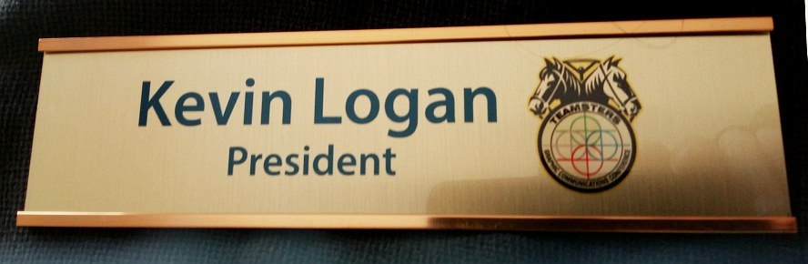 Office sign 2x8 brass gold holder brassname