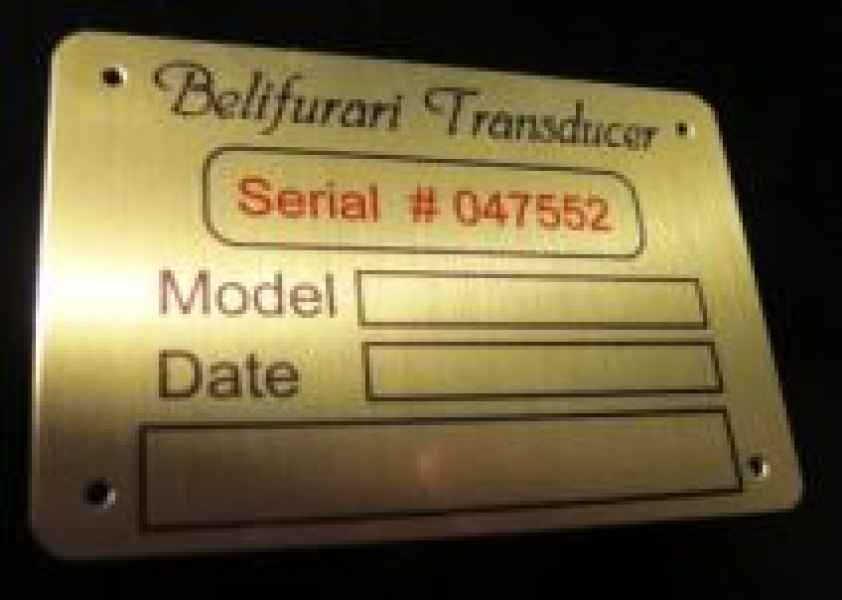 brass plated aluminum serial nameplate m