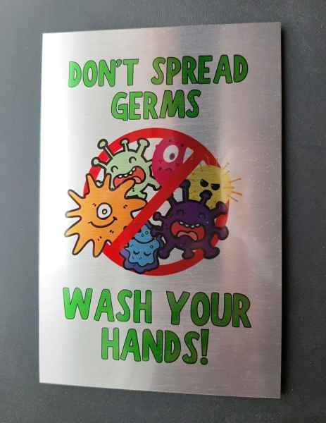 full color printed aluminum metal signs wash hands