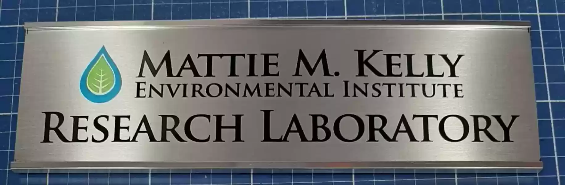 office door nameplate silver 10x3 color logo printed