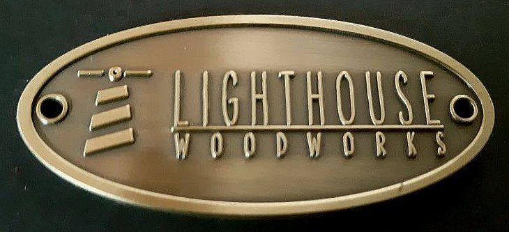 Lighthouse woodwork oval embossed bronze antique brass brassname