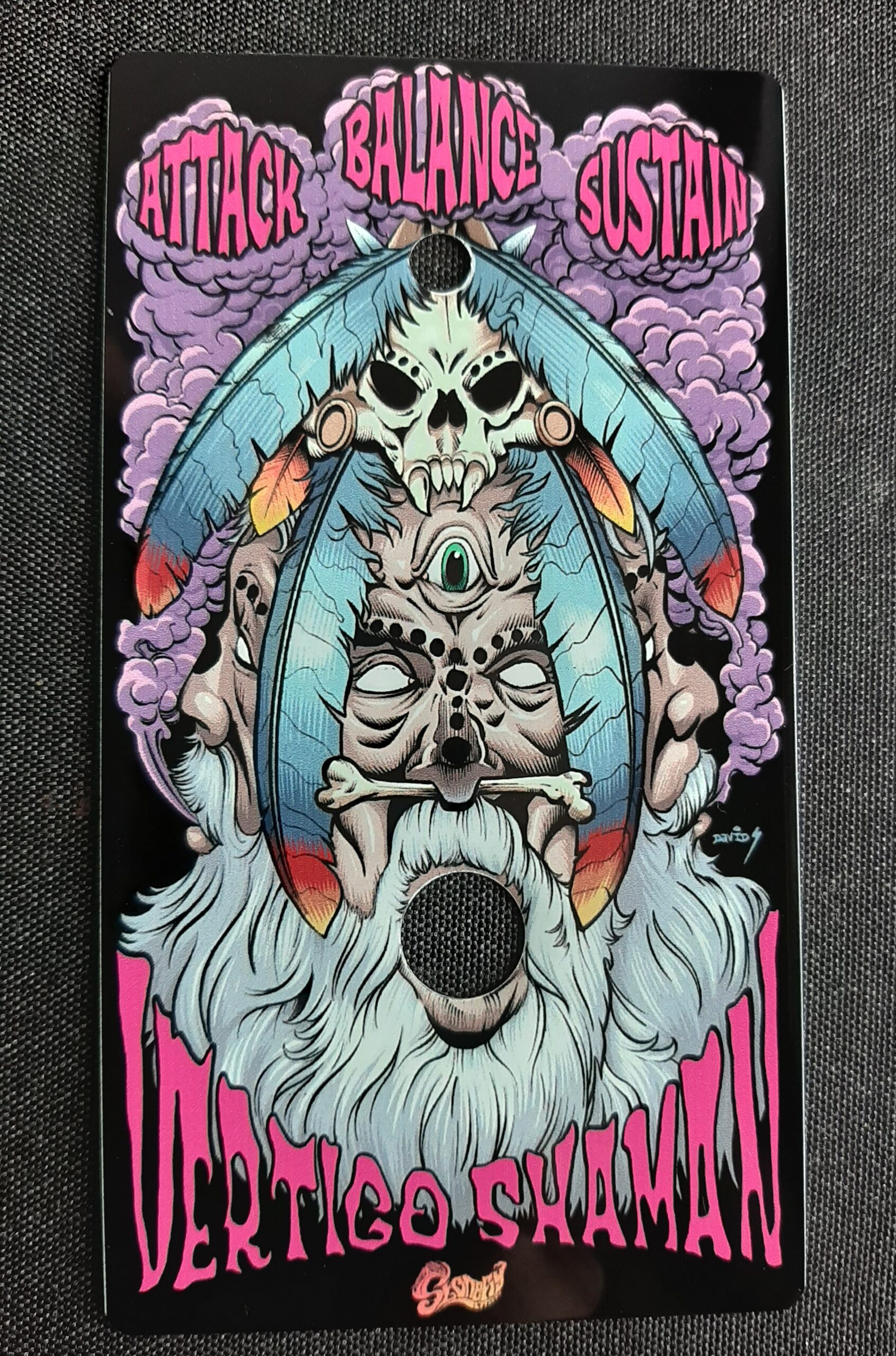 Printed full color aluminum guitar fuse plate brassname scaled