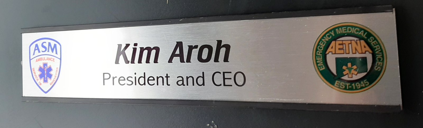 office door nameplate silver color logo printed brassname