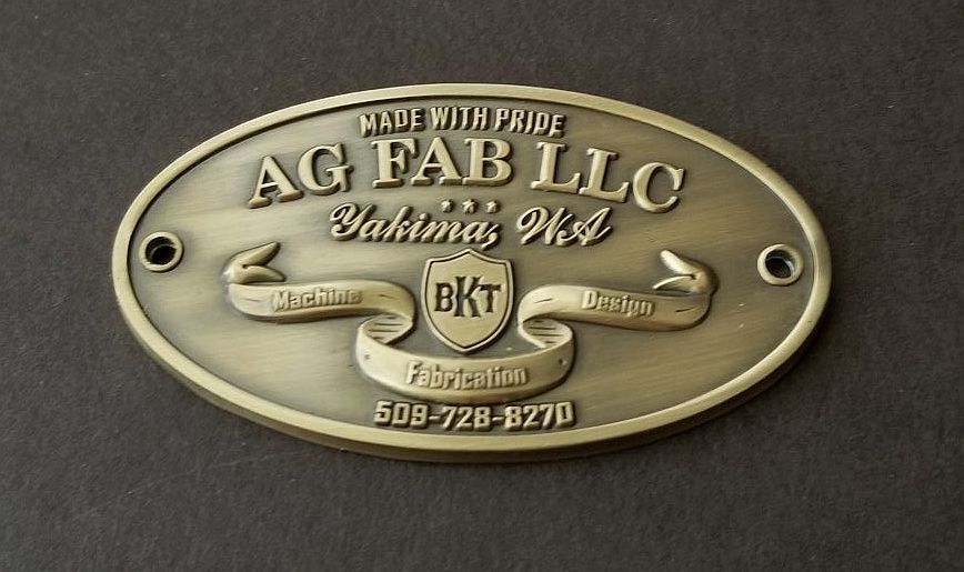 AG FAB Oval Brass 3D Embossed brassname