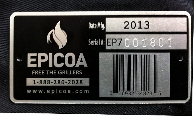 Anodized Aluminum Barcode Serial tag Epicoa brassname