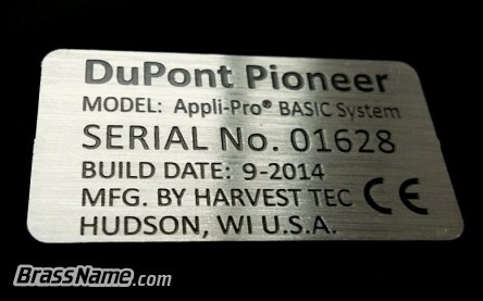 DuPont etched aluminum serial tag m brassname