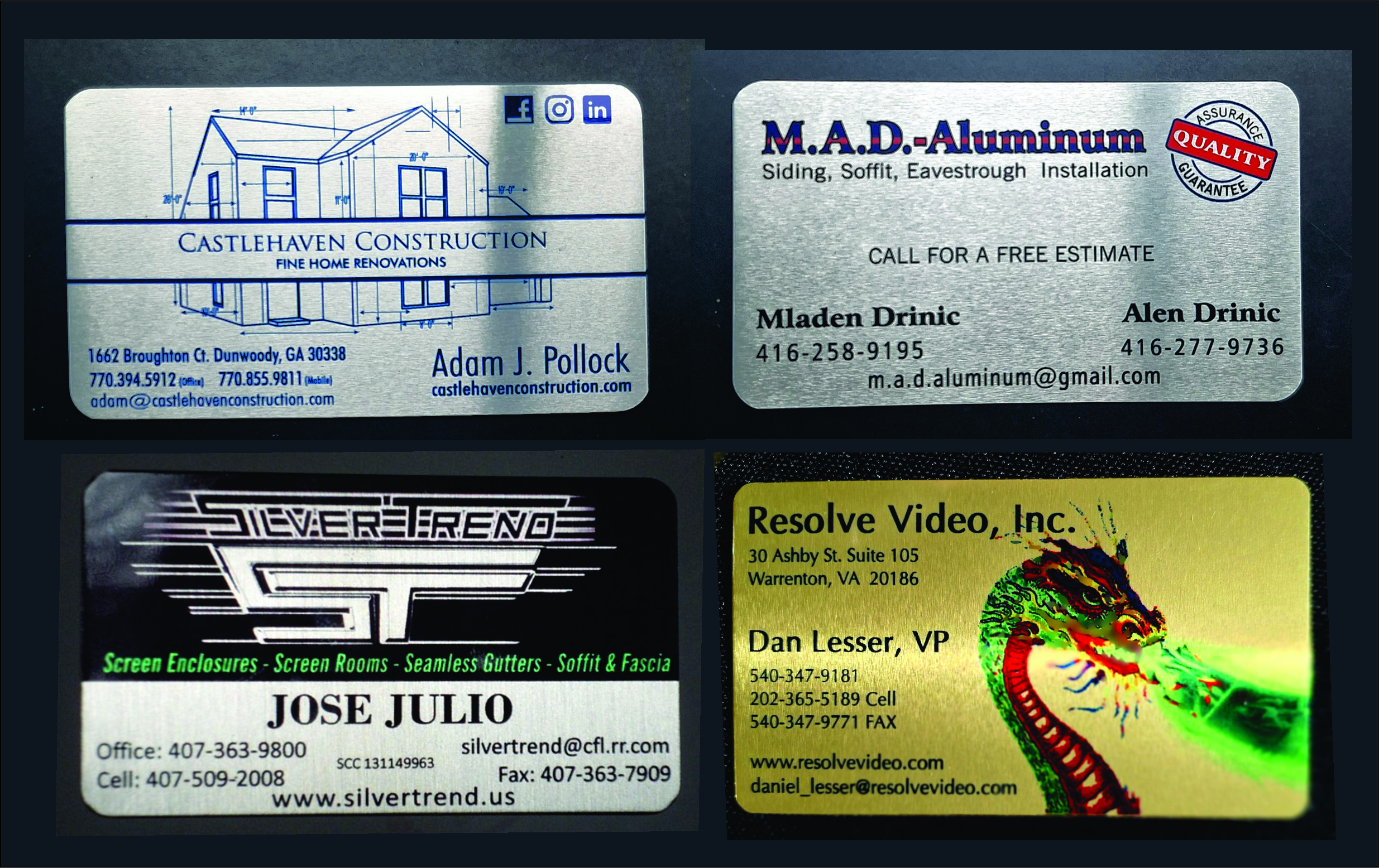 Metal Aluminum Cards Printed CMYK brassname 4