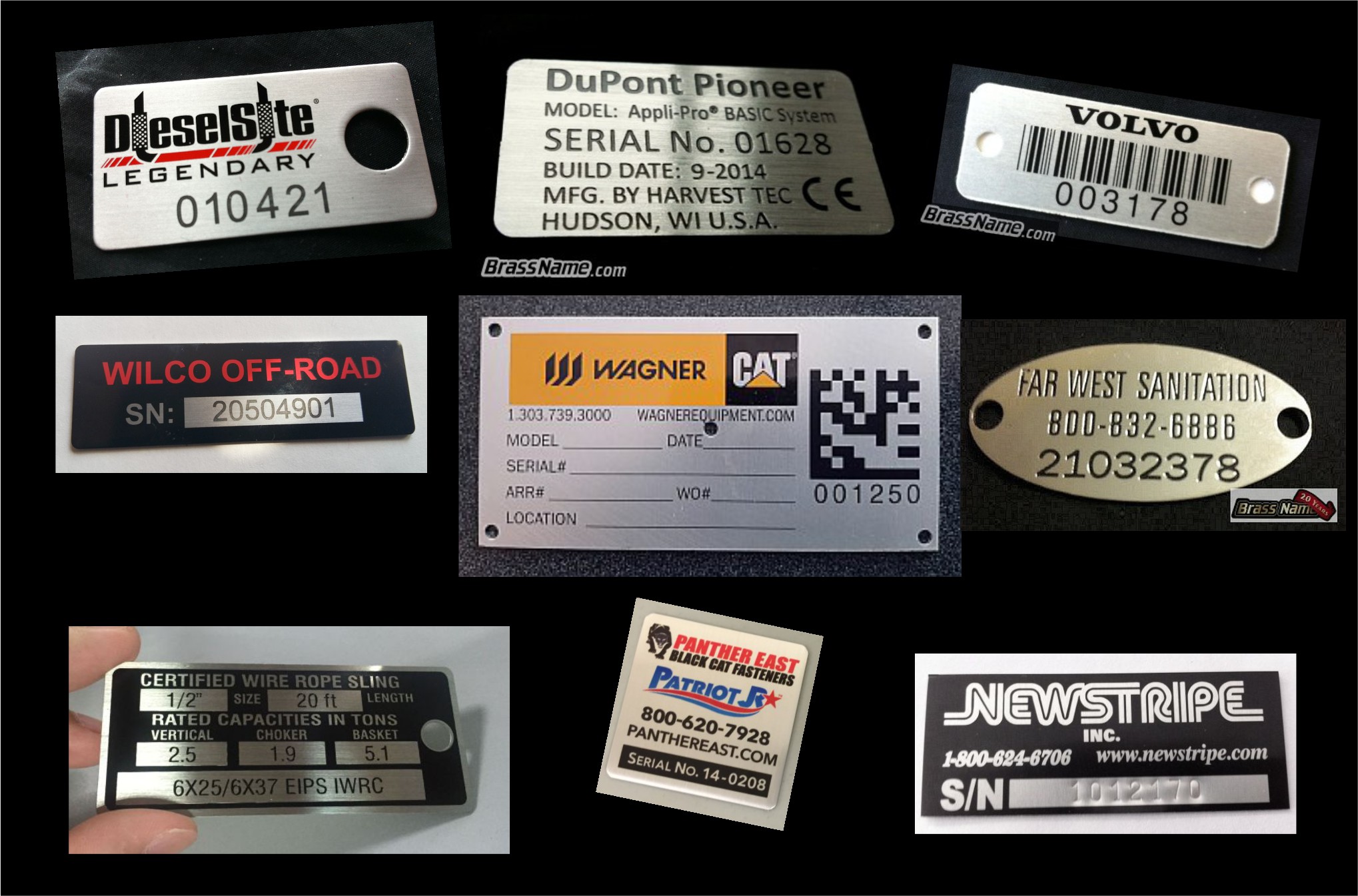 Metal Labels and Tags with serial numbers and customized with Logo