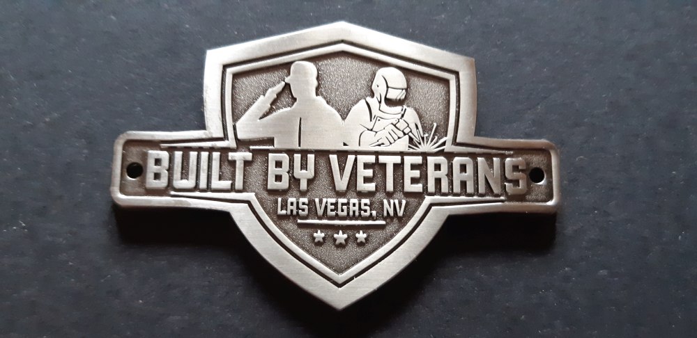 Brassname Built by Veterans embossed badge zinc nickel plated shield 2