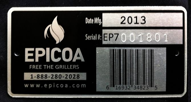 Anodized Aluminum Barcode Serial tag Epicoa brassname
